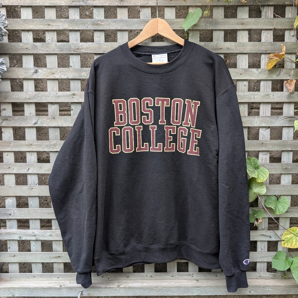 Boston College Eagles Men's Large Crewneck Sweatshirt Champion Black NCAA BC